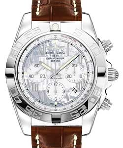 Chronomat 44 Chronograph in Steel on Brown crocodile Leather Strap with MOP Dial