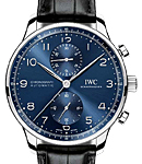 Portugieser Chrono in Steel on Black Alligator Leather Strap with Blue Arabic Numerical Dial