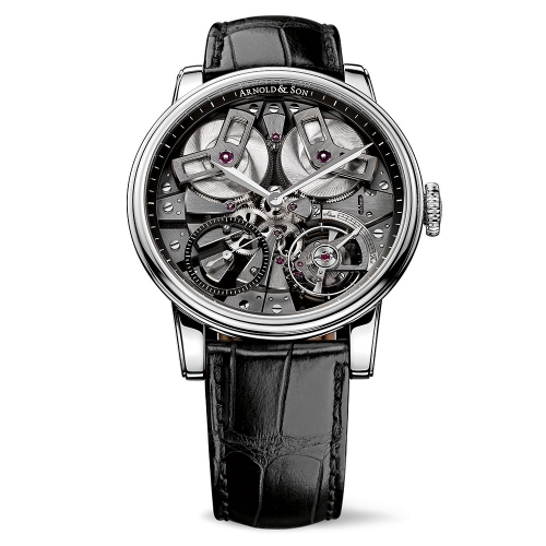 Royal Collection TB88 46mm in Stainless Steel on Black Alligator Leather Strap with Skeleton Dial