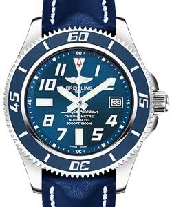 Superocean 42mm Automatic in Steel with Blue Bezel on Blue Calfskin Leather Strap with Blue Dial