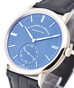 Saxonia Automatik 38mm in White Gold on Black Crocodile Leather Strap with Blue Dial