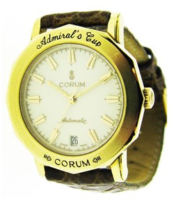 Admiral Cup Crafted 38mm Automatic in Yellow Gold on Brown Crocodile Leather Strap with Silver Dial