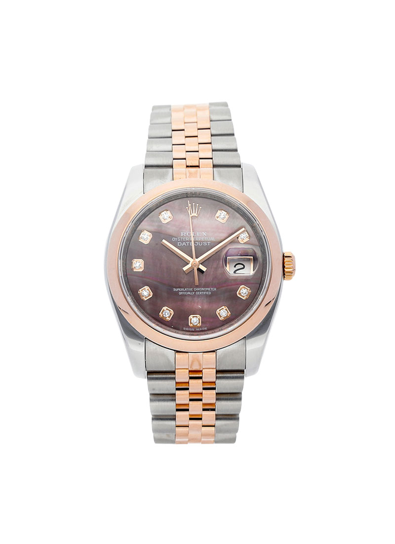 Rolex Unworn Datejust 36mm Automatic in Steel with Rose Gold Domed Bezel