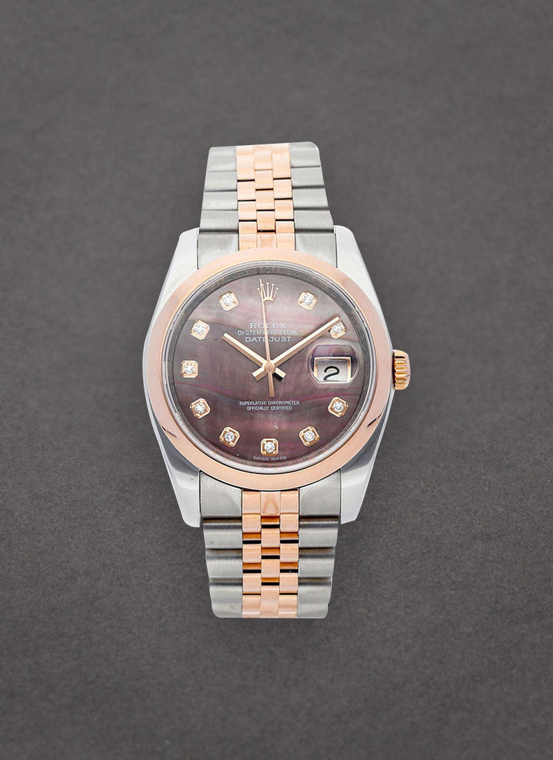 Rolex Unworn Datejust 36mm Automatic in Steel with Rose Gold Domed Bezel