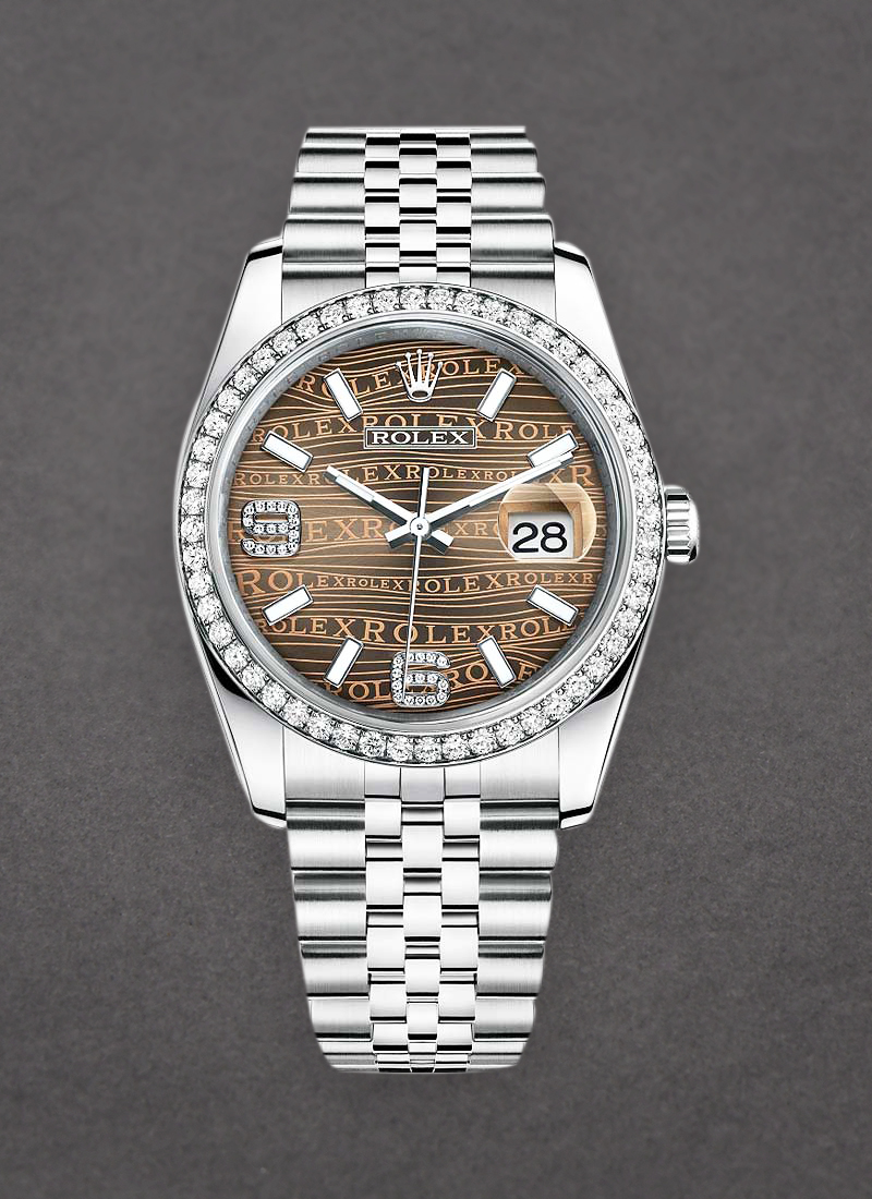 Rolex Unworn Datejust 36mm Automatic in Steel with White Gold Diamond Bezel