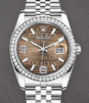 Datejust 36mm Automatic in Steel with White Gold Diamond Bezel on Jubilee Bracelet with Bronze Waves Dial