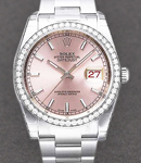 Datejust 36mm Automatic in Steel with White Gold Diamond Bezel on Bracelet with Pink Index Dial