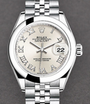 Ladies Datejust 28mm in Steel with Domed Bezel on Jubilee Bracelet with Silver Roman Dial