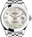 Ladies Datejust 28mm in Steel with Domed Bezel on Jubilee Bracelet with Silver Roman Dial