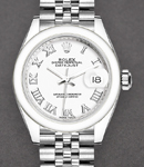 Datejust 28mm Automatic in Steel with Domed Bezel on Steel Jubilee Bracelet with White Roman Dial