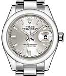 Datejust 28mm in Steel with Domed Bezel on Steel Oyster Bracelet with Silver Index Dial