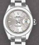 Datejust 28mm in Steel with Domed Bezel on Steel Oyster Bracelet with Silver Index Dial