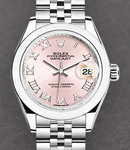 Datejust 28mm Automatic in Steel with Domed Bezel on Steel Jubilee Bracelet with Pink Roman Dial