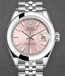 Datejust 28mm in Steel with Domed Bezel on Jubilee Bracelet with Pink Index Dial
