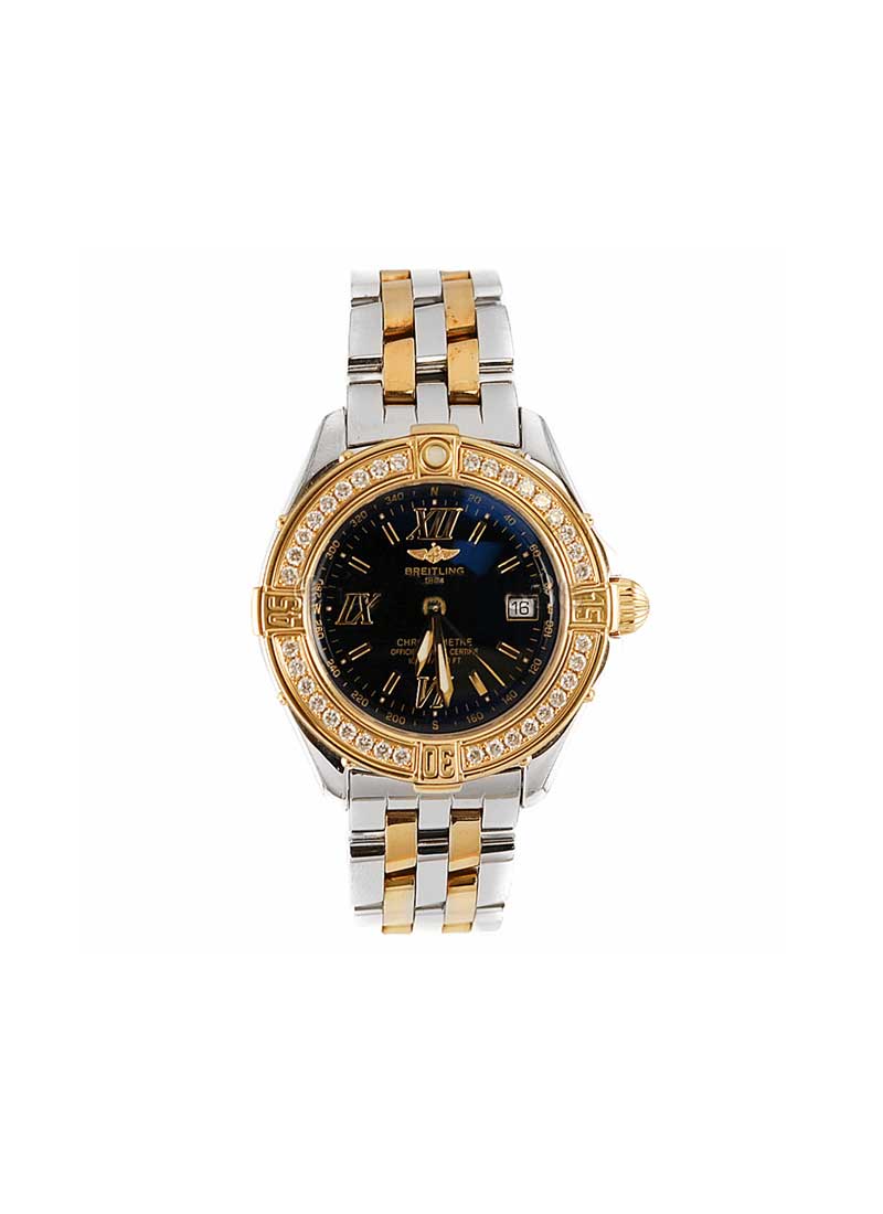 B-Class  in Steel with Yellow Gold Diamond Bezel On Steel and Yellow Gold Bracelet with Black Dial