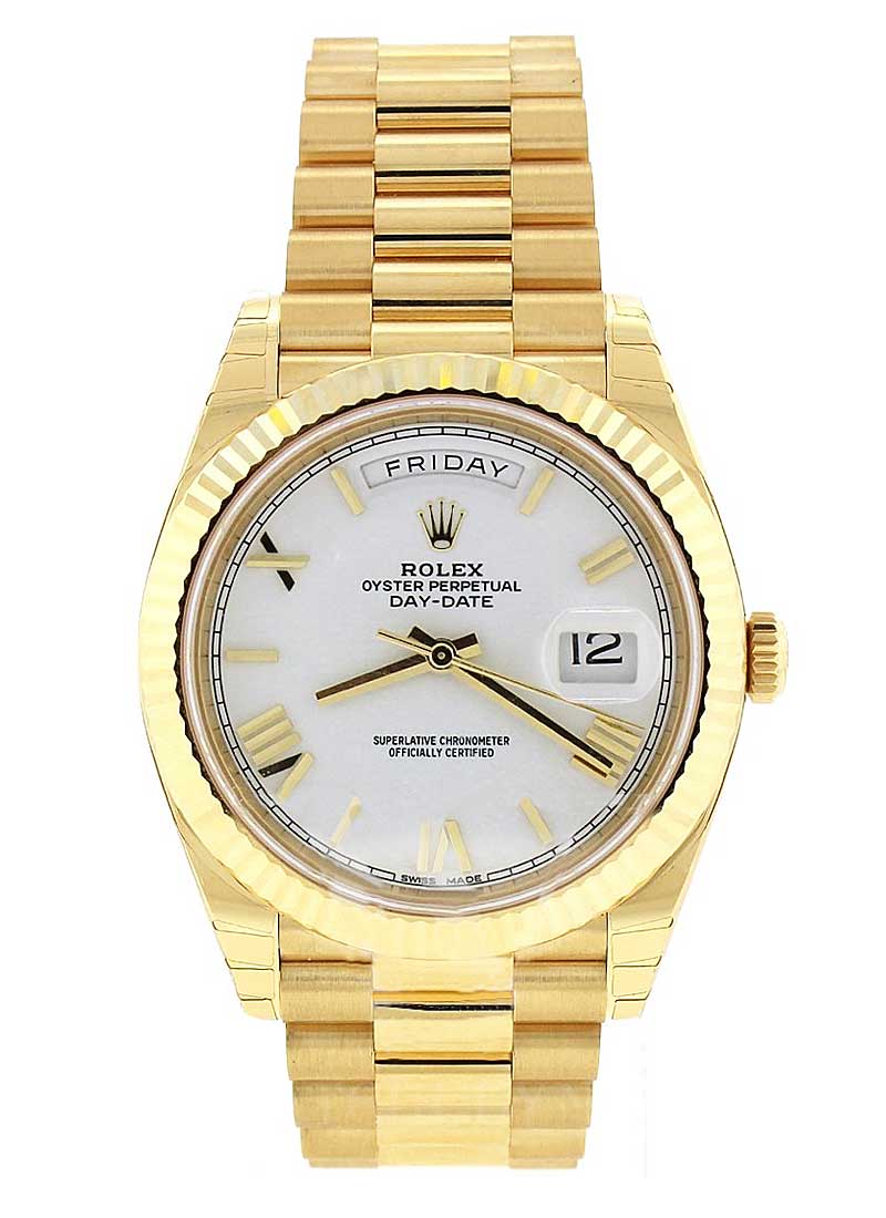 Rolex Unworn Day Date 40mm in Yellow Gold with Fluted Bezel
