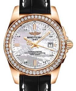 Galactic Sleek Edition 32mm in Rose Gold with Diamond Bezel on Black Crocodie Leather Strap with MOP Diamond Dial