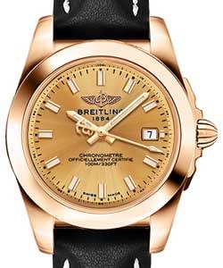 Galactic Sleek Edition 32mm in Rose Gold on Black Calfskin Leather Strap with Golden Sun Dial