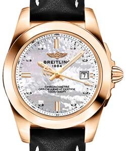 Galactic Sleek Edition 32mm in Rose Gold on Black Calfskin Leather Strap with MOP Diamond Dial