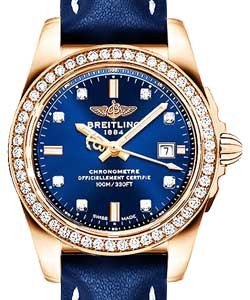 Galatic 29mm in Rose Gold with Diamond Bezel on Blue Calfskin Leather Strap with Blue Diamond Dial