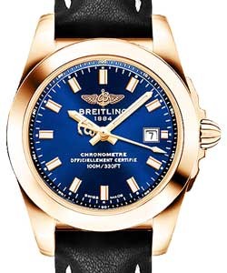 Galatic 29mm in Rose Gold on Black Calfskin Leather Strap with Blue Dial
