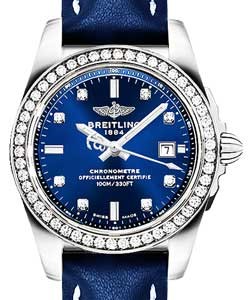 Galactic 29mm in Steel with Diamond Bezel on Blue Calfskin Leather Strap with Blue Diamond Dial
