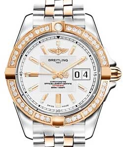 Galactic 41 Automatic in Rose Gold and Steel with Diamond Bezel on Steel and Rose Gold Bracelet with Silver Dial