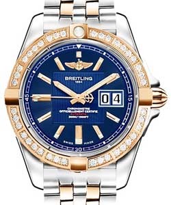 Galactic 41 Automatic in Rose Gold and Steel with Diamond Bezel on 2-Tone Bracelet with Blue Dial