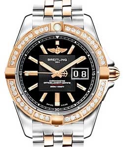 Galactic 41 Automatic in Rose Gold and Steel with Diamond Bezel on 2-Tone Bracelet with Black Dial