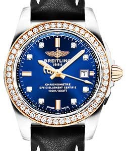 Galatic 29mm in Steel and Rose Gold with Diamond Bezel on Black Calfskin Leather Strap with Horizon Blue Diamond Dial