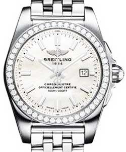 Galactic 29mm Quartz in Steel with Diamond Bezel on Steel Bracelet with MOP Dial