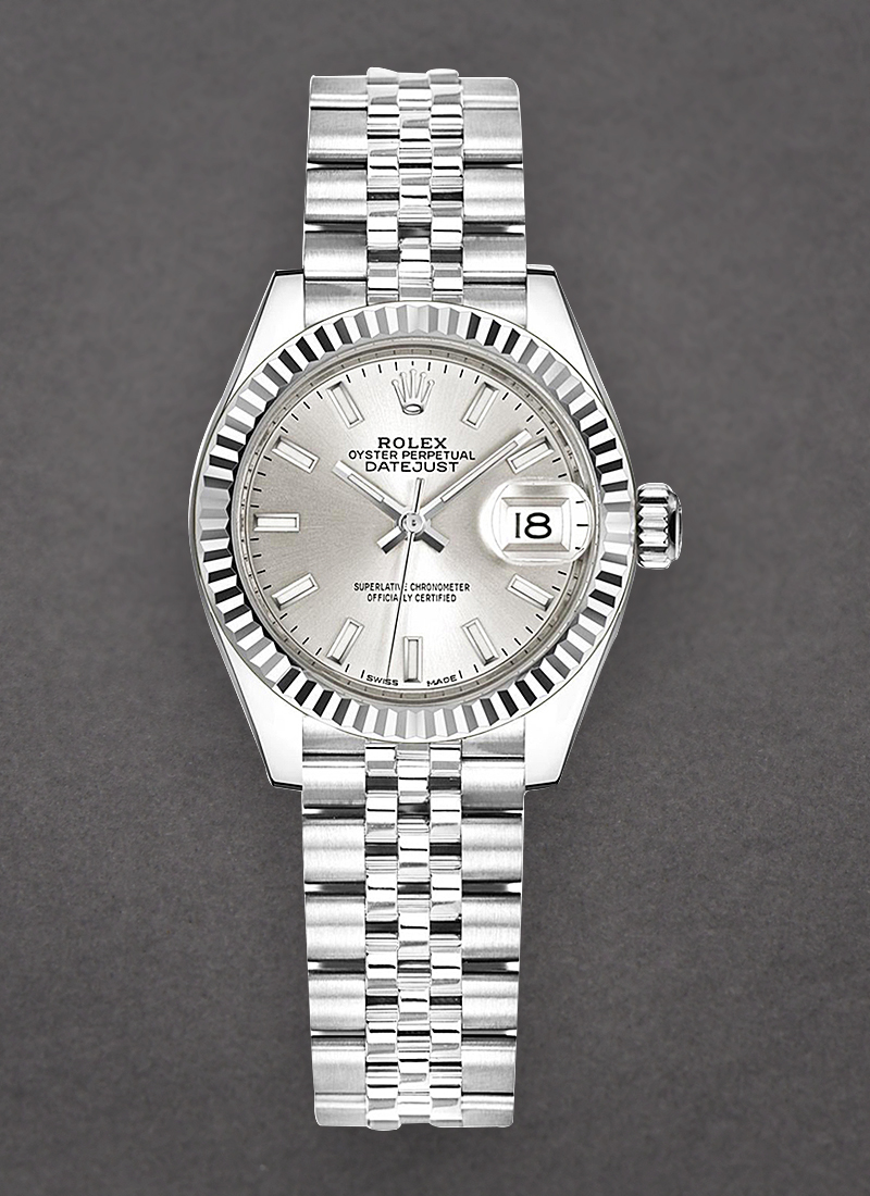 Rolex Unworn Datejust  28mm Automatic in Steel with White Gold Fluted Bezel