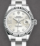 Datejust 28mm in Steel with White Gold Fluted Bezel on Oyster Bracelet with Silver Star Diamonds Dial Diamond at IX