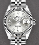 Datejust  28mm Automatic in Steel with White Gold Fluted Bezel on Steel Jubilee Bracelet with Silver Diamonds Dial-9 Roman Diamonds Set