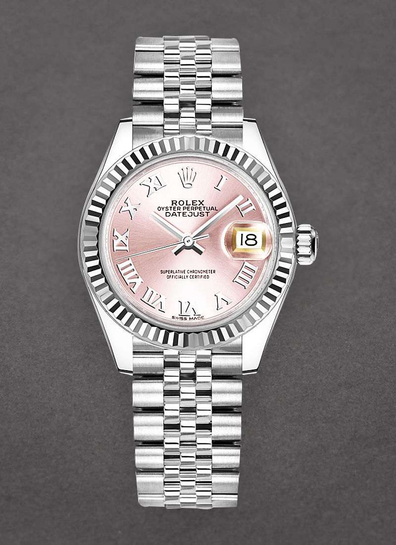 Rolex Unworn Datejust  28mm Automatic in Steel with White Gold Fluted Bezel