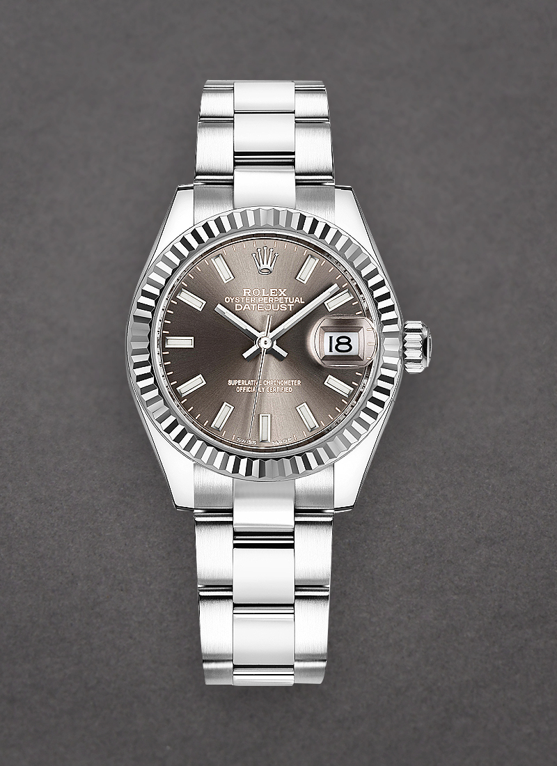 Rolex Unworn Datejust 28mm Automatic in Steel with White Gold Fluted Bezel