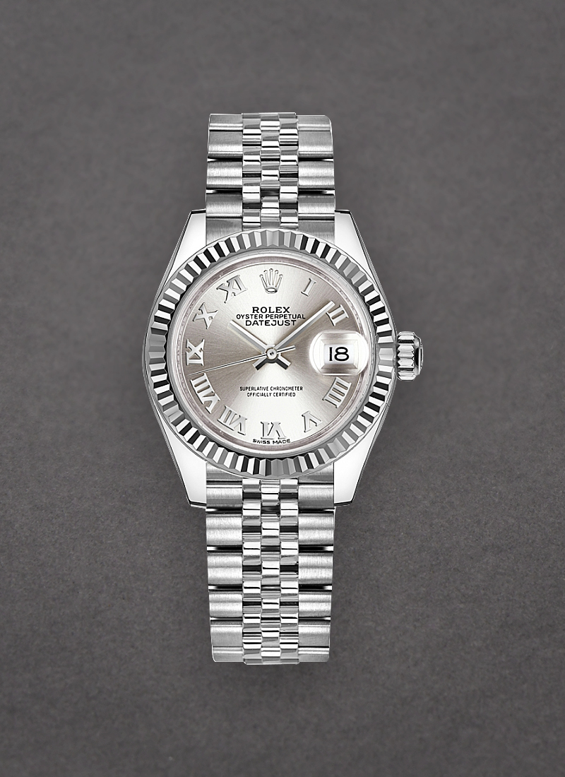 Rolex Unworn Datejust 28mm in Steel with White Gold Fluted Bezel