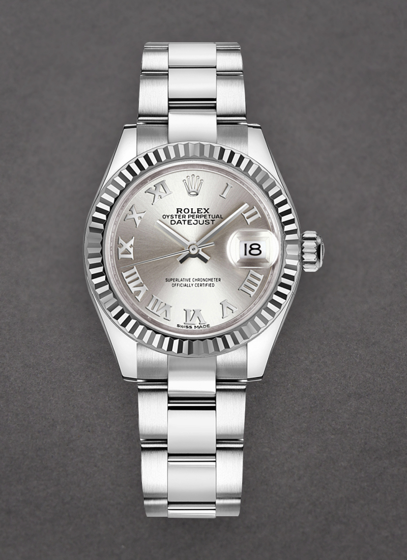 Rolex Unworn Datejust 28mm Automatic in Steel with White Gold Fluted Bezel