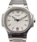 Nautilus Lady's 35mm Automaitc in Steel on Steel Bracelet with Silver Opaline Dial