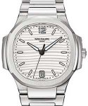 Nautilus Lady's 35mm Automaitc in Steel on Steel Bracelet with Silver Opaline Dial