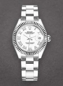 Rolex Unworn 279174 wro Datejust 28mm Automatic in Steel with White Gold Fluted Bezel 279174 wro