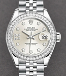 Datejust 28mm Automatic Steel with White Gold  Diamond Bezel on Steel Jubilee Bracelet with Silver Diamonds Dial- Roman Numeral IX Diamonds Set