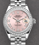 Datejust 28mm Automatic Steel with White Gold Fluted Diamond Bezel On Steel Jubilee Bracelet  with Pink Roman Dial