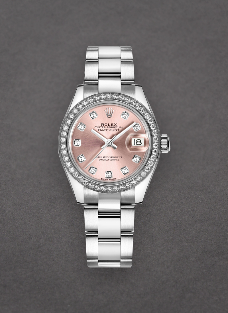 Rolex Unworn Ladies Datejust 28mm in Steel with White Gold Fluted Diamond Bezel