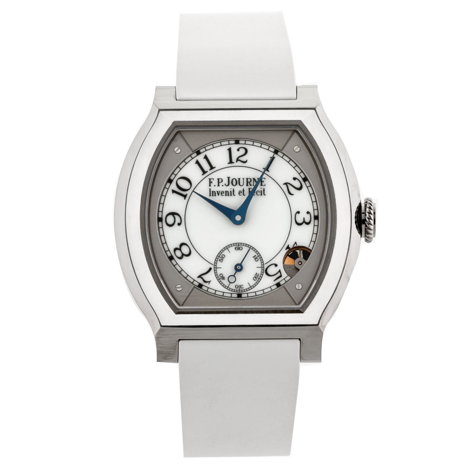 Elegante in Titanium on White Rubber Strap with White Dial