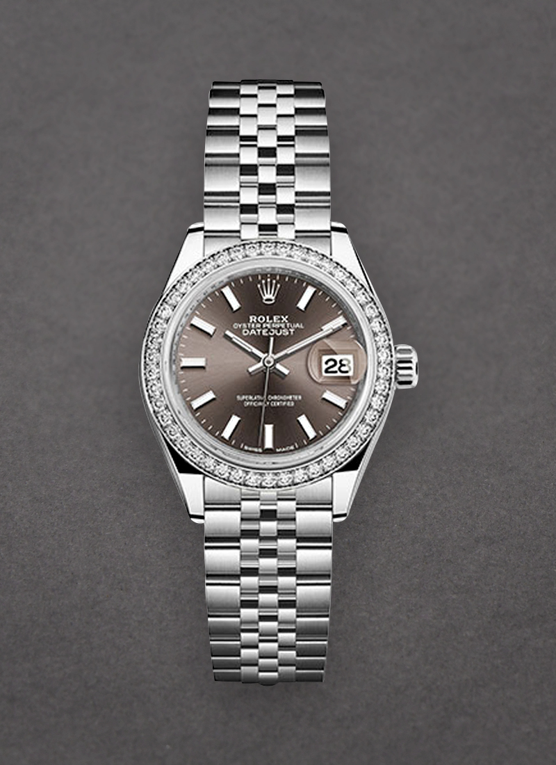 Rolex Unworn Datejust 28mm Steel with White Gold Fluted Diamond Bezel