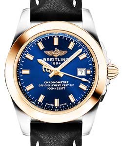 Galatic 29mm in Steel with Rose Gold Bezel on Black Calfskin Leather Strap with Blue Dial