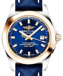 Galatic 29mm in Steel with Rose Gold Bezel on Blue Calfskin Leather Strap with Blue Dial