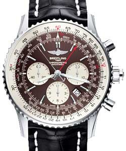 Navitimer Rattrapante 45mm in Steel on Black Crocodile Leather Strap with Bronze Dial