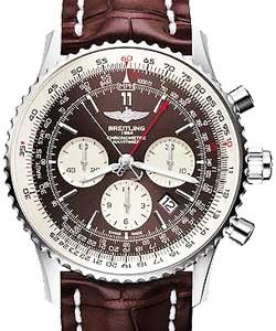 Navitimer Rattrapante 45mm in Steel on Brown Crocodile Leather Strap with Bronze Dial